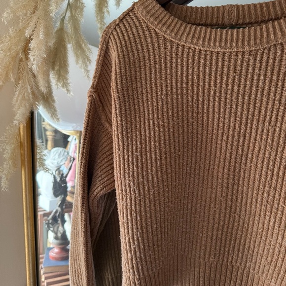 American Eagle Vintage Brown Ribbed Oversized Sweater - Picture 2 of 6